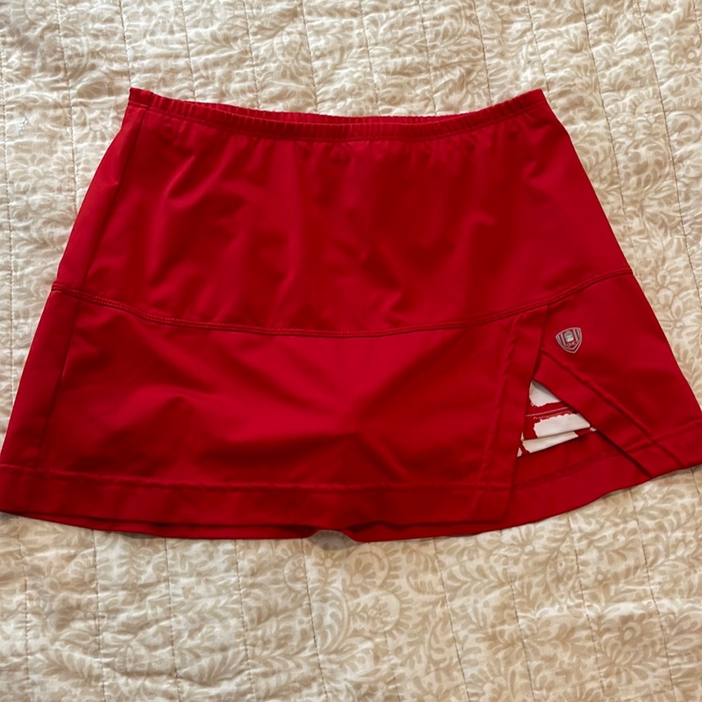 Red tennis skirt